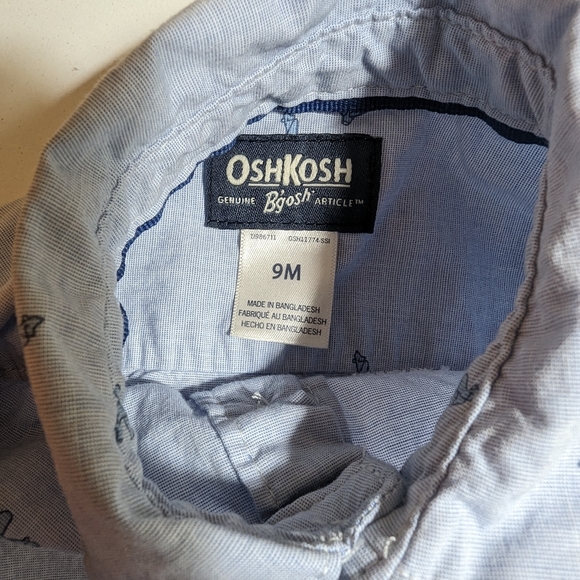 OshKosh B'gosh 9M Blue Airplane Onesie - Picture 4 of 5